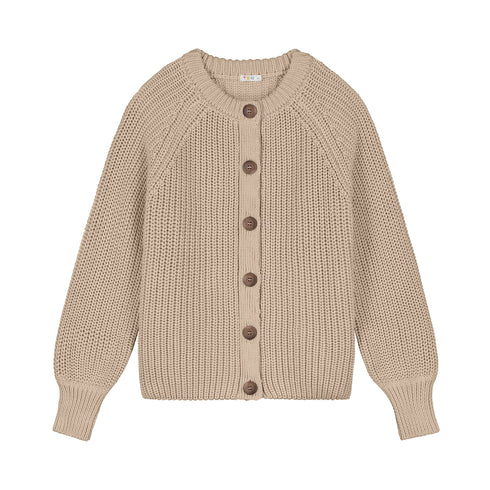 Balloon Sleeve Knitted WOMEN'S Cardigan - IVORY