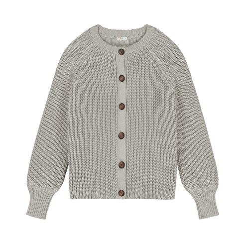 Balloon Sleeve Knitted WOMEN'S Cardigan - GREY MELANGE
