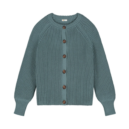 Balloon Sleeve Knitted WOMEN'S Cardigan - STONE BLUE
