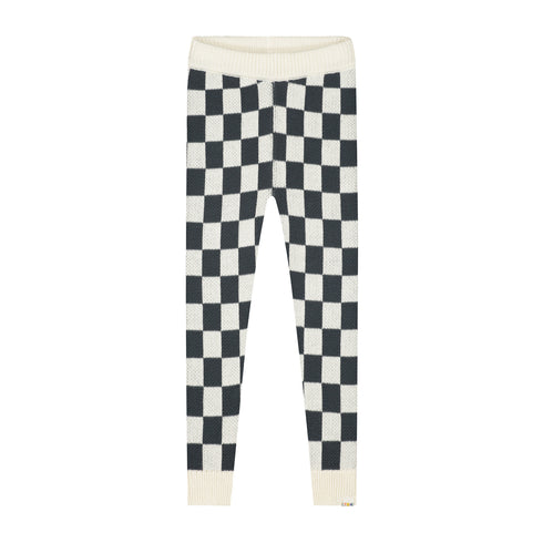 Checkered Knitted Leggings - CHARCOAL