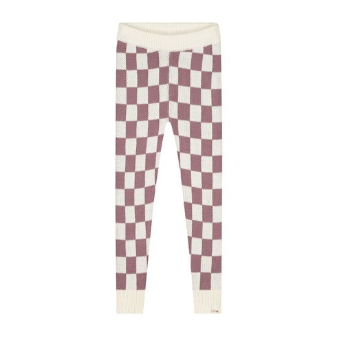 Checkered Knitted Leggings - MAUVE