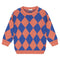 Checkered Knitted Sweater - COBALT