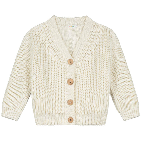 Chunky Knitted Cardigan - STONE WHITE