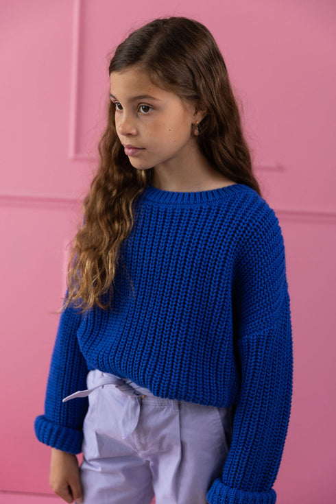 Chunky Knitted Sweater - BLUEBERRY