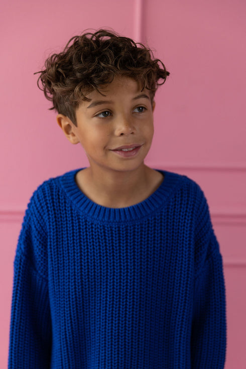 Chunky Knitted Sweater - BLUEBERRY