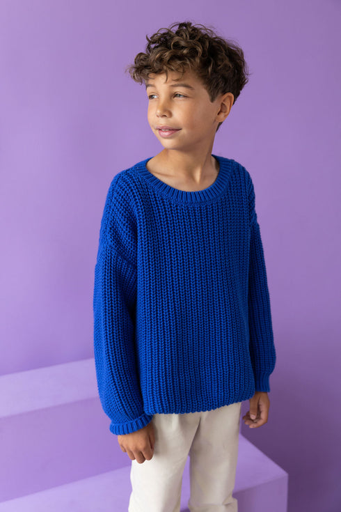 Chunky Knitted Sweater - BLUEBERRY