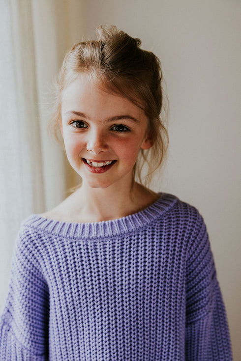 Chunky Knitted Sweater - LAVENDER