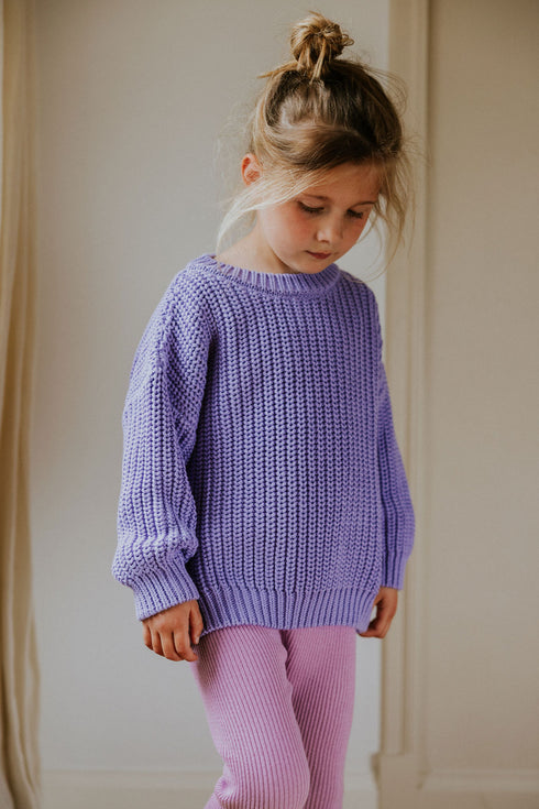 Chunky Knitted Sweater - LAVENDER