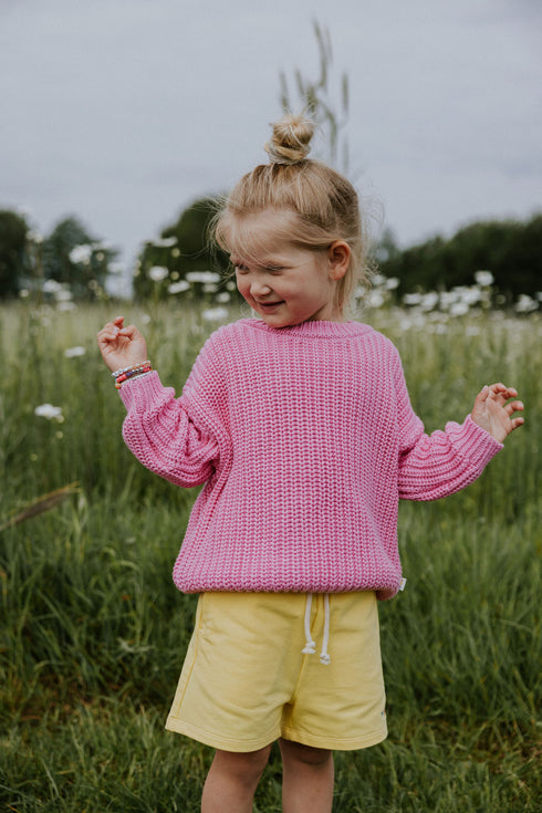 Chunky Knitted Sweater - BUBBLE GUM PINK