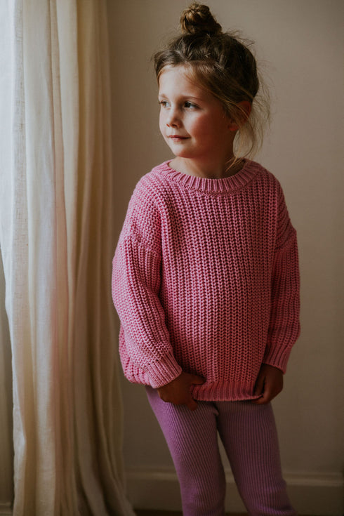 Chunky Knitted Sweater - BUBBLE GUM PINK