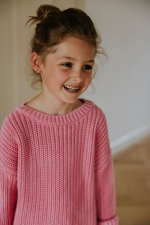 Chunky Knitted Sweater - BUBBLE GUM PINK