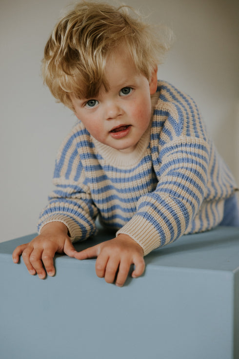 Stripes Knitted Sweater (fine stripes) - CORNFLOWER STRIPES (PO)
