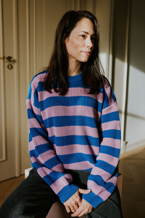 Stripes Knitted WOMEN'S Sweater - COTTON CANDY