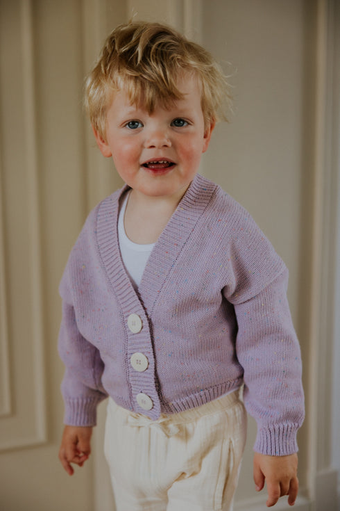 Jersey Cardigan (v-neck) - LILAC SPECKLES (PO)