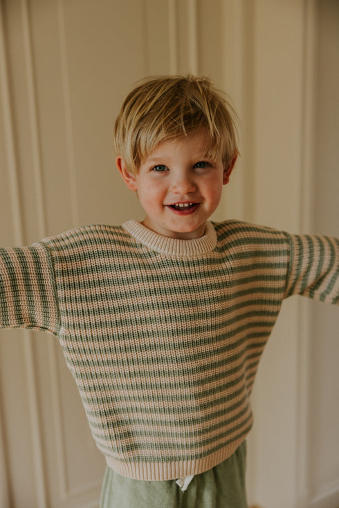 Stripes Knitted Sweater (fine stripes) - SAGE STRIPES (PO)