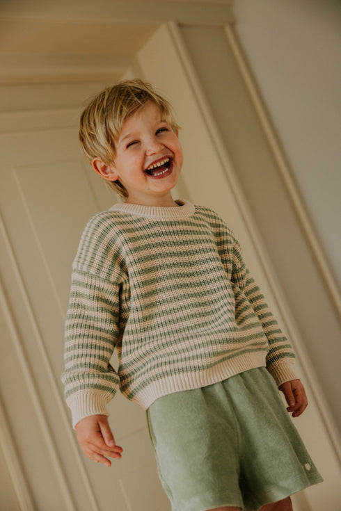 Stripes Knitted Sweater (fine stripes) - SAGE STRIPES (PO)