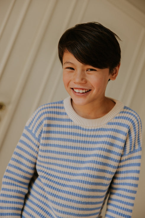 Stripes Knitted Sweater (fine stripes) - CORNFLOWER STRIPES (PO)