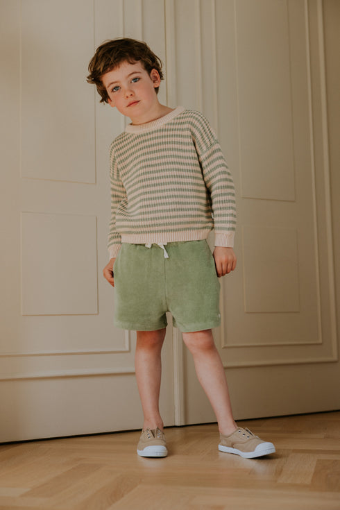 Stripes Knitted Sweater (fine stripes) - SAGE STRIPES (PO)