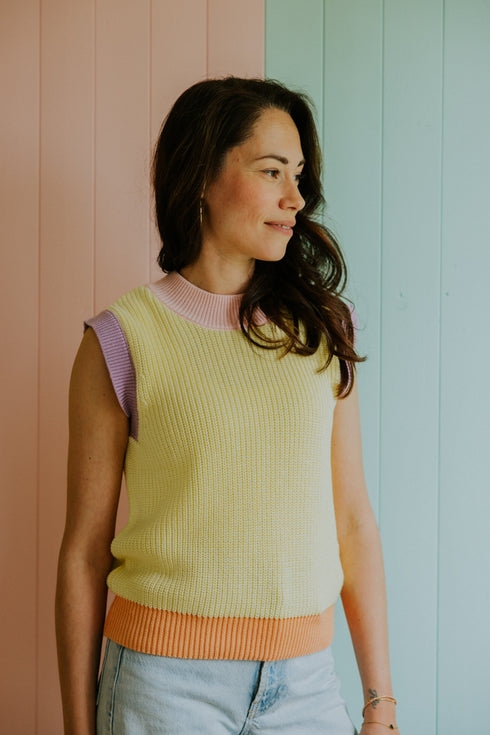 WOMEN's Color Block Spencer - BUTTERMILK (PO)
