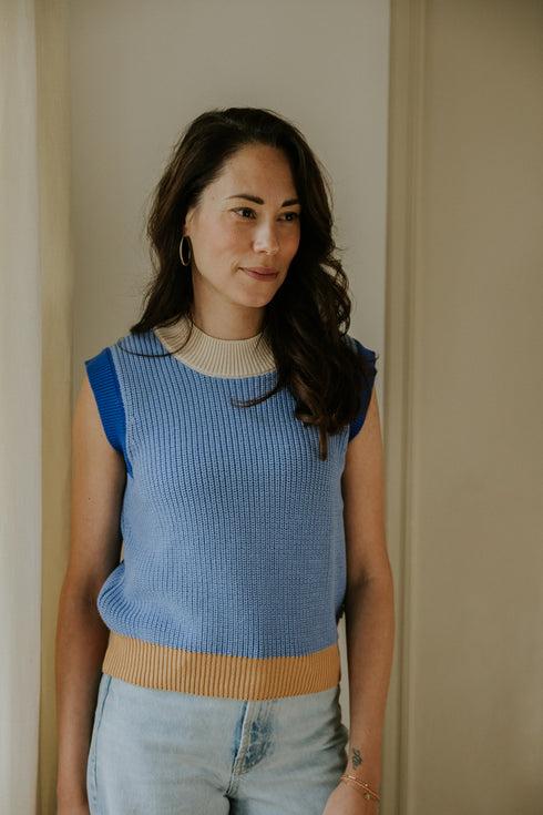 WOMEN's Color Block Spencer - CORNFLOWER (PO)