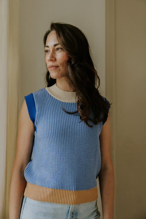 WOMEN's Color Block Spencer - CORNFLOWER (PO)