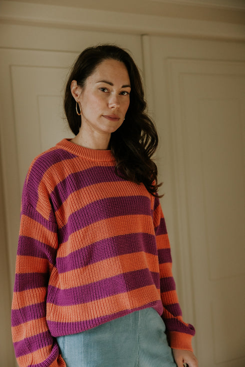 Stripes Knitted WOMEN'S Sweater - SORBET