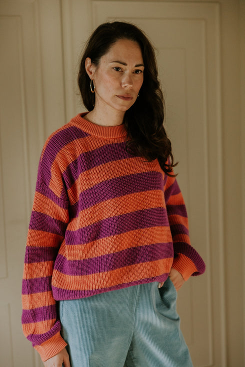 Stripes Knitted WOMEN'S Sweater - SORBET
