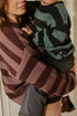 Stripes Knitted WOMEN'S Sweater - AUBERGINE