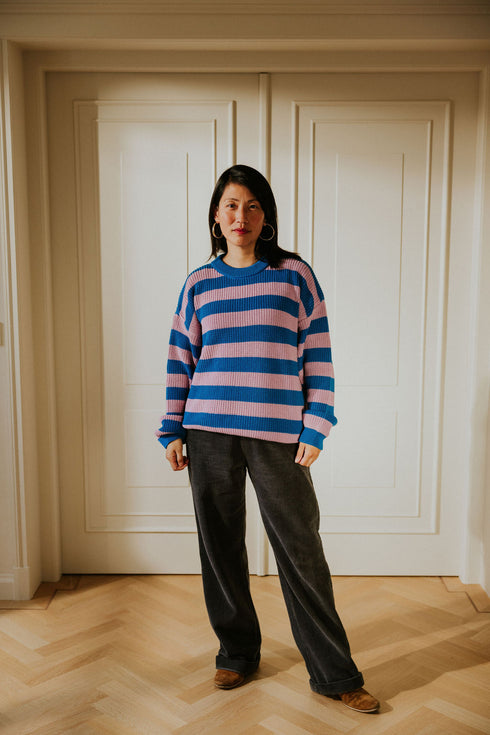 Stripes Knitted WOMEN'S Sweater - COTTON CANDY
