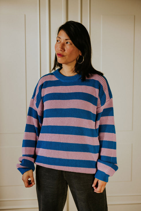 Stripes Knitted WOMEN'S Sweater - COTTON CANDY