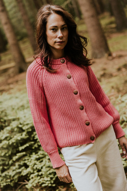 Raglan Knitted WOMEN'S Cardigan - PUNCH (PO)