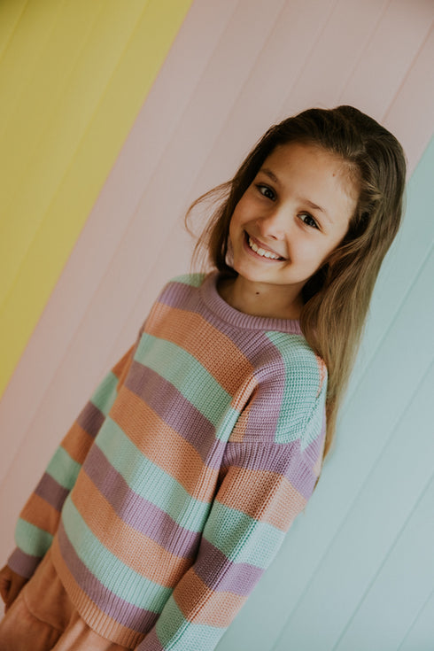 Stripes Knitted Sweater - MARSHMELLOW (PO)