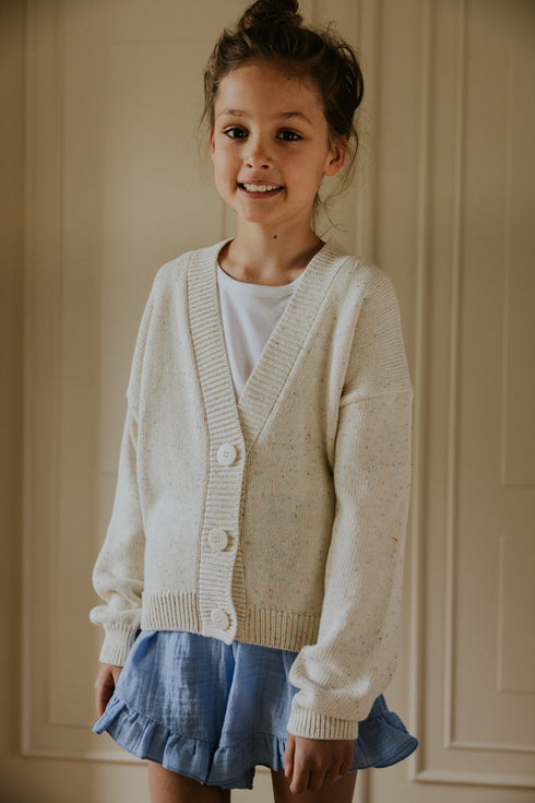 Jersey Cardigan (v-neck) - SALTED SPECKLES (PO)