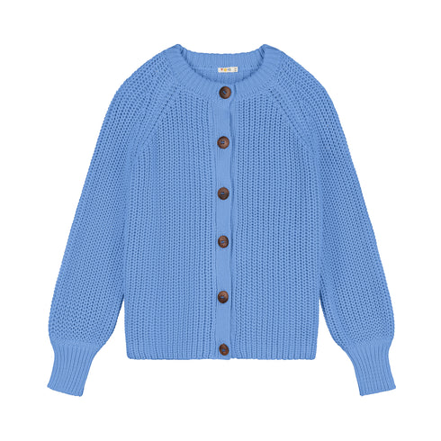 Balloon Sleeve Knitted WOMEN'S Cardigan - CORNFLOWER