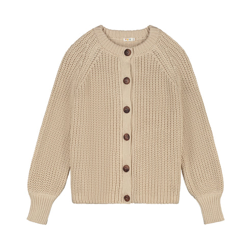 Balloon Sleeve Knitted WOMEN'S Cardigan - CREAM