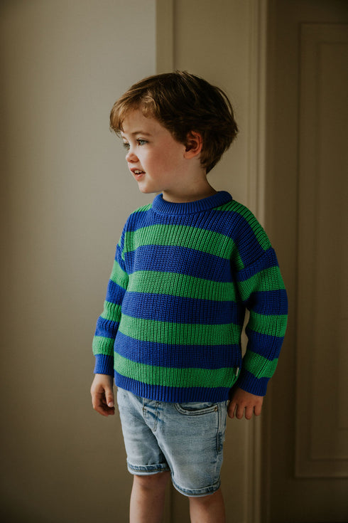 Stripes Knitted Sweater - PEACOCK
