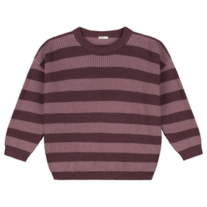 Stripes Knitted WOMEN'S Sweater - AUBERGINE