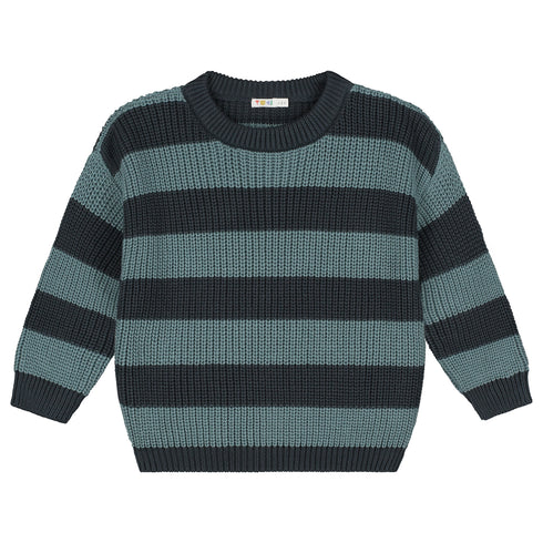 Stripes Knitted Sweater - BLUE MONDAY