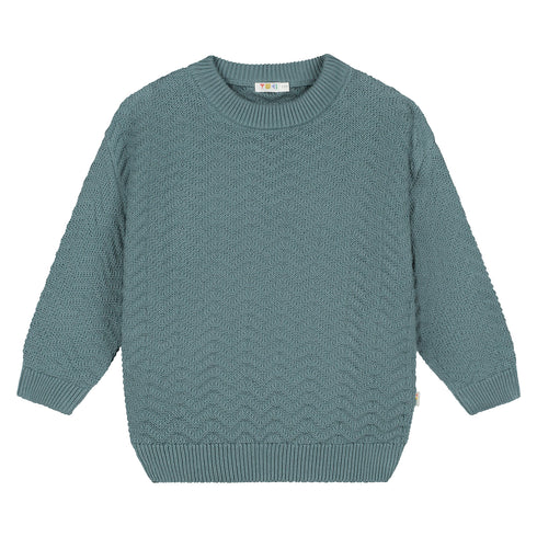 Wavy Knitted Sweater - STONE BLUE