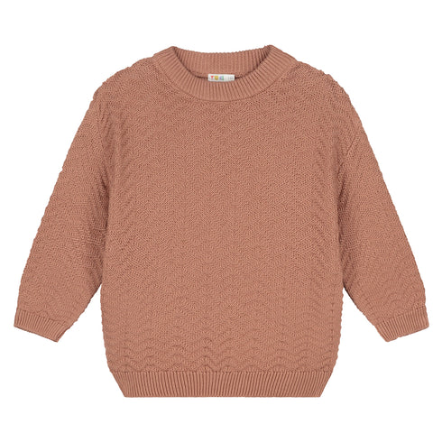 Wavy Knitted Sweater - VINTAGE PINK