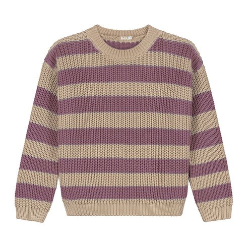 Chunky Knitted WOMEN'S Sweater - DOVE STRIPES