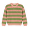 Chunky Knitted WOMEN'S Sweater - OLIVE PINK STRIPES