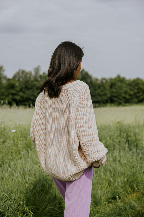 Balloon Sleeve Knitted WOMEN'S Cardigan - CREAM