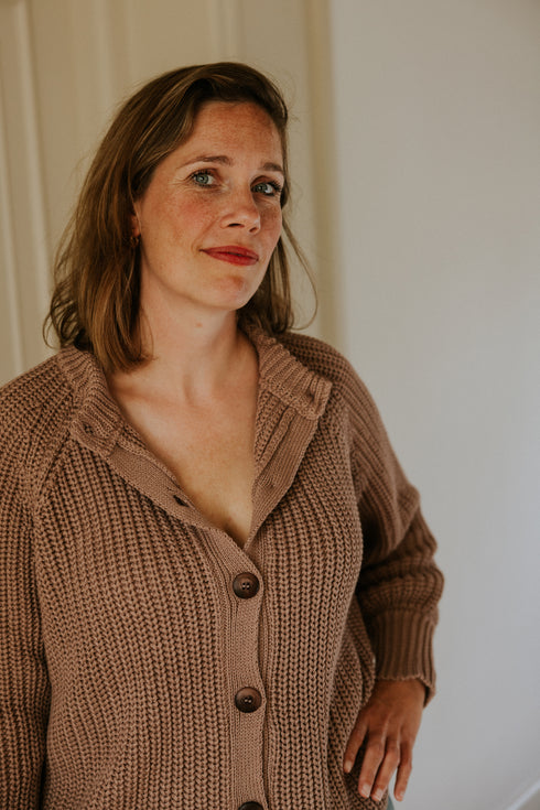 Balloon Sleeve Knitted WOMEN'S Cardigan - MIST