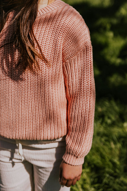 Chunky Knitted Sweater - CORAL PINK
