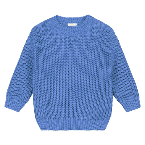 Chunky Knitted Sweater - CORNFLOWER