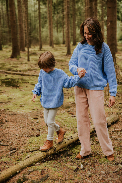 Chunky Knitted Sweater - CORNFLOWER