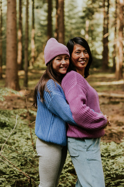 Chunky Knitted Sweater - CORNFLOWER
