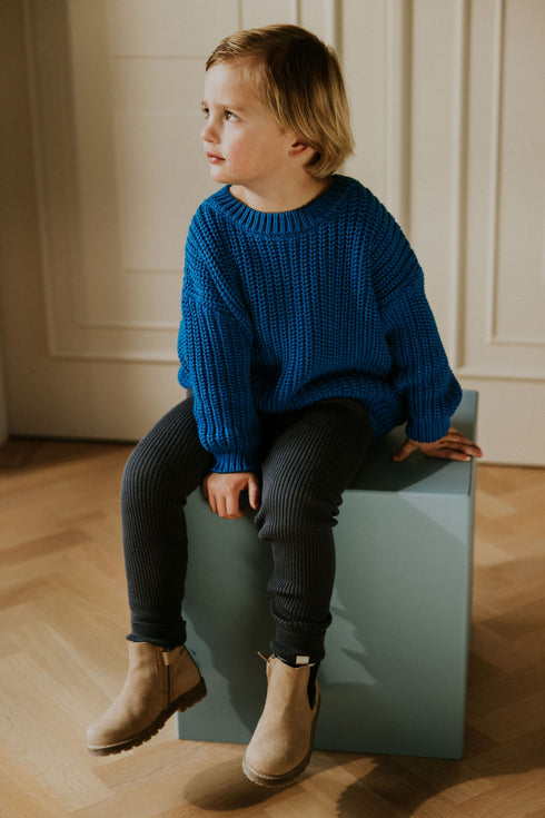 Chunky Knitted Sweater - ROYAL BLUE