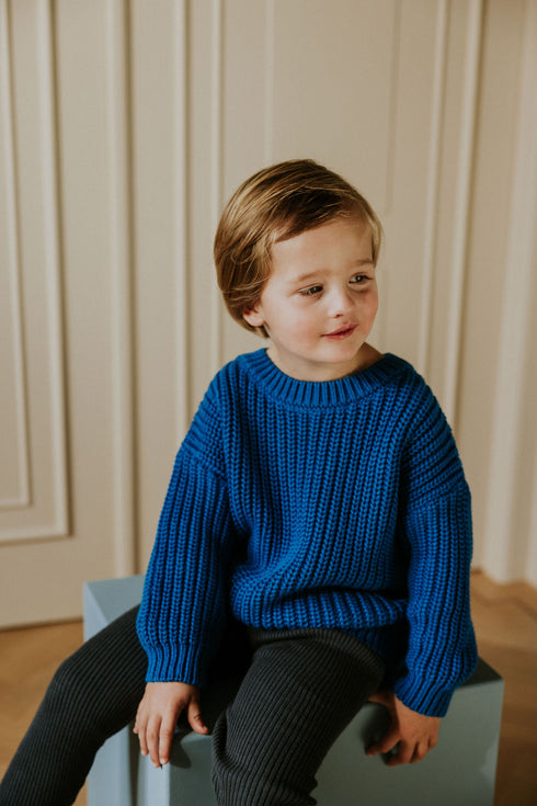Chunky Knitted Sweater - ROYAL BLUE